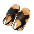 thumbnail image 1 of MIASHUI Girls Sandals Adjustable Strap Open Toe Flats Summer Walking Shoes,Black,18-24 Months, 1 of 5
