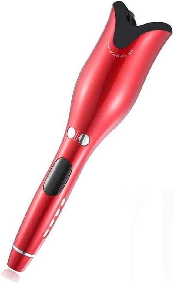 Multi-Function LCD Automatic Hair Curler Spin Curl 1 Inch Iron Curling Air Wand Styling Salon Tool Tourmaline Ceramic Heater (Red)