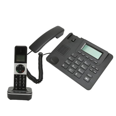 Office Phone System, 10 Ringing Options Corded Cordless Phone System US Plug 100-240V Black  for Business