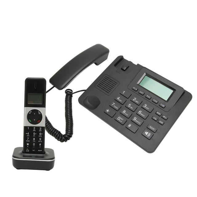 Office Phone System, 10 Ringing Options Corded Cordless Phone System US Plug 100-240V Black for Business