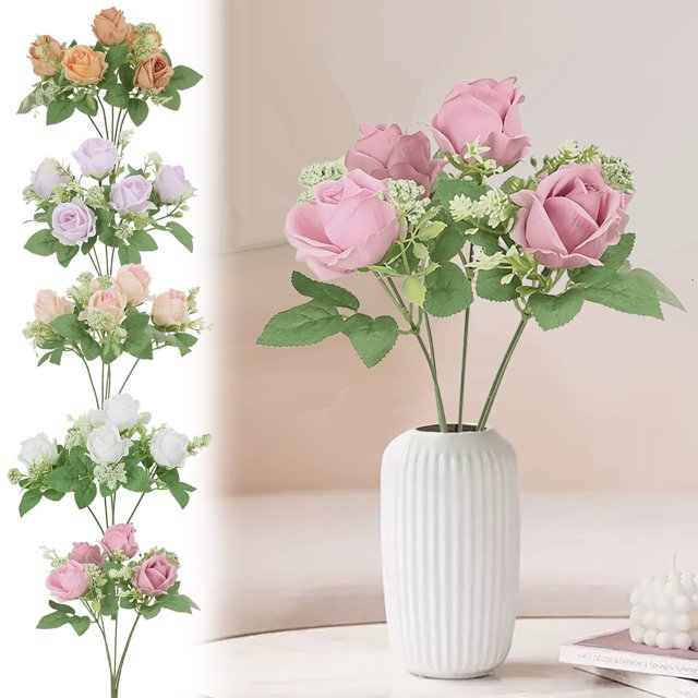 Vaidha Simulated Bouquet Of Home Decoration Flowers Simulated Rose Bouquet Of Small Handlebars Of Roses