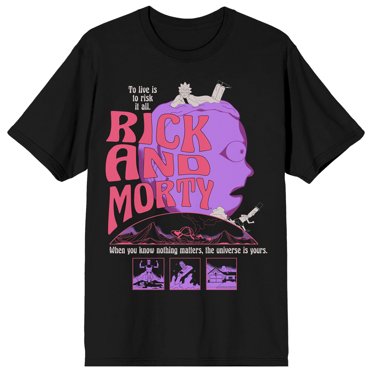 Rick & Morty Trippy Art Crew Neck Short Sleeve Men’s Black T-shirt-XXL