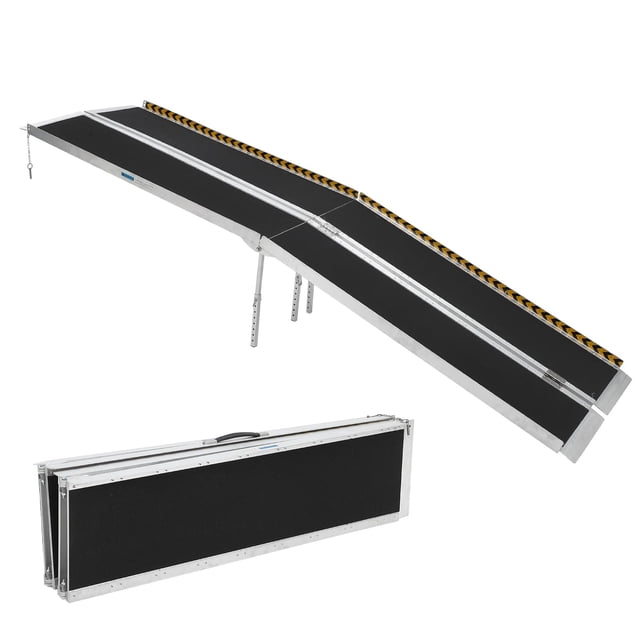 Portable Wheelchair Ramp, Non-Slip Aluminum Folding Handicap Ramp, Door Threshold Wheelchair Ramps with Reflective Strips for Car, Doorways, Curbs, Stairs