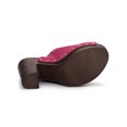 thumbnail image 3 of BLISSFUL STEP Women's Shoes Platform Chunky Heels Open Toe Rivet Faux Suede Slides Sandals Hot Pink 8.5, 3 of 8