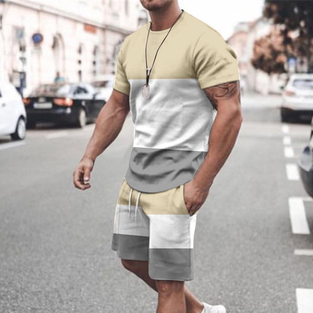 Weiqiqre Men's 2 Piece Outfits Short Sets Short Sleeve T Shirt and Track Shorts Set
