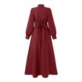 thumbnail image 3 of Women High Neck Abaya Muslim Dress Solid Color Prayer Clothes Long Sleeve Islamic Robe Full Length Dresses, 3 of 6