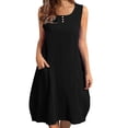 thumbnail image 1 of yoeyez Robes d'Été pour Femmes 2025 Tendance Coton Lin Grande Taille Robes Maxi Sans Manches Col Rond Robe Unie Noir,P, 1 of 6