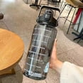 thumbnail image 2 of Black Sports Water Bottle With Straw Leakproof Gym Bottle 2000Ml Large Capacity Bpa Free Plastic Water Bottle With Handle 30X10.5Cm 11.81X4.13In Fitness Yoga Exercise Hydration Bottle, 2 of 6