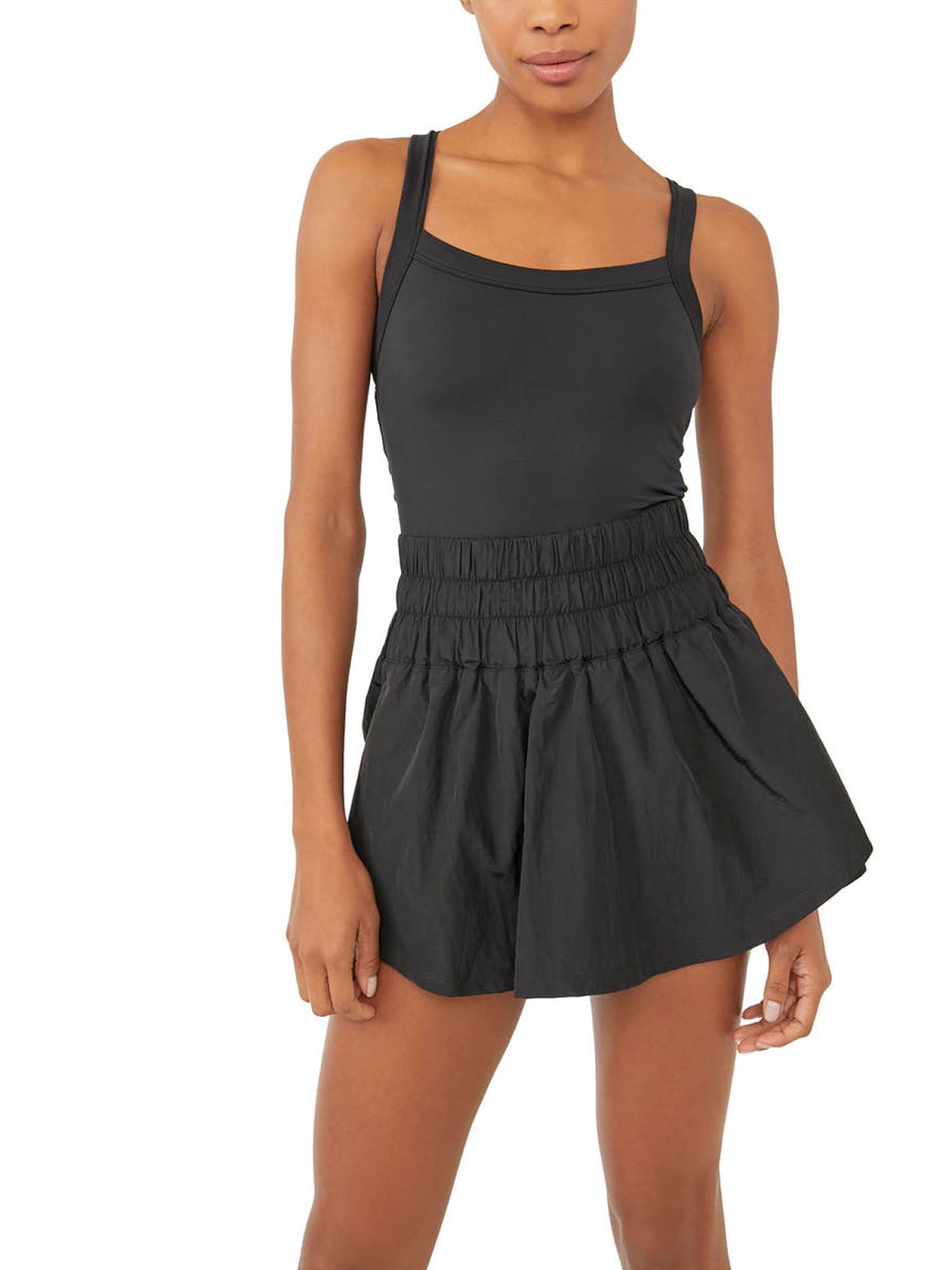 Fortune Robe de Tennis pour Femmes avec Shorts, Couleur Unie Sans Manches à Bretelles Spaghetti Robes Athlétiques Robe d'Entraînement Robe de Golf