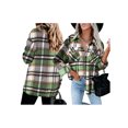 thumbnail image 3 of Women's Oversized Plaid Button Down Shirt Shacket Jacket Long Sleeve Casual Fall Outwear with Pockets, 3 of 5