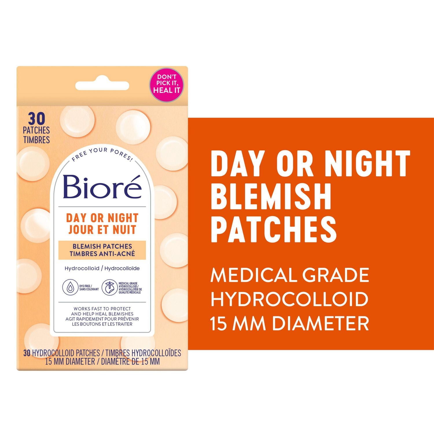 Bioré Timbres Anti-Acné Jour et Nuit, Timbres Hydrocolloïdes pour Couvrir & Réduire les Imperfections / Sans Colorant