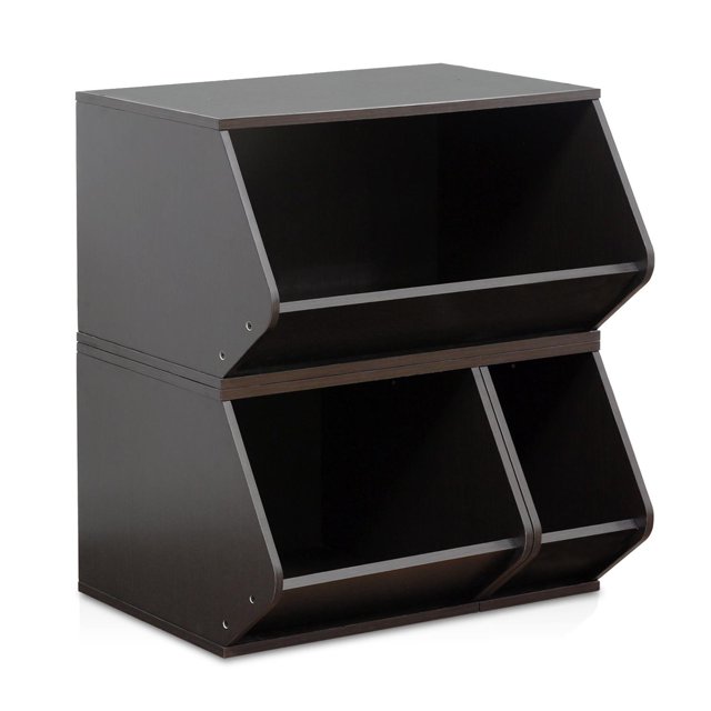 Furinno KidKanac Ensemble de Rangement Empilable 3-en-1 1512246EX, Espresso