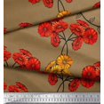 thumbnail image 2 of Soimoi Poly Georgette Fabric Leaves & Aster Floral Fabric Prints by Yard 42 Inch Wide, 2 of 3