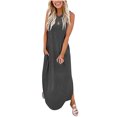 thumbnail image 1 of Lenago Robe Sans Manches Grande Taille pour Femmes Décontractée Ample Été Longue Robe Sans Manches Fendue Plage Maxi Robes avec Poches Robes de Plage Été en Solde, 1 of 7