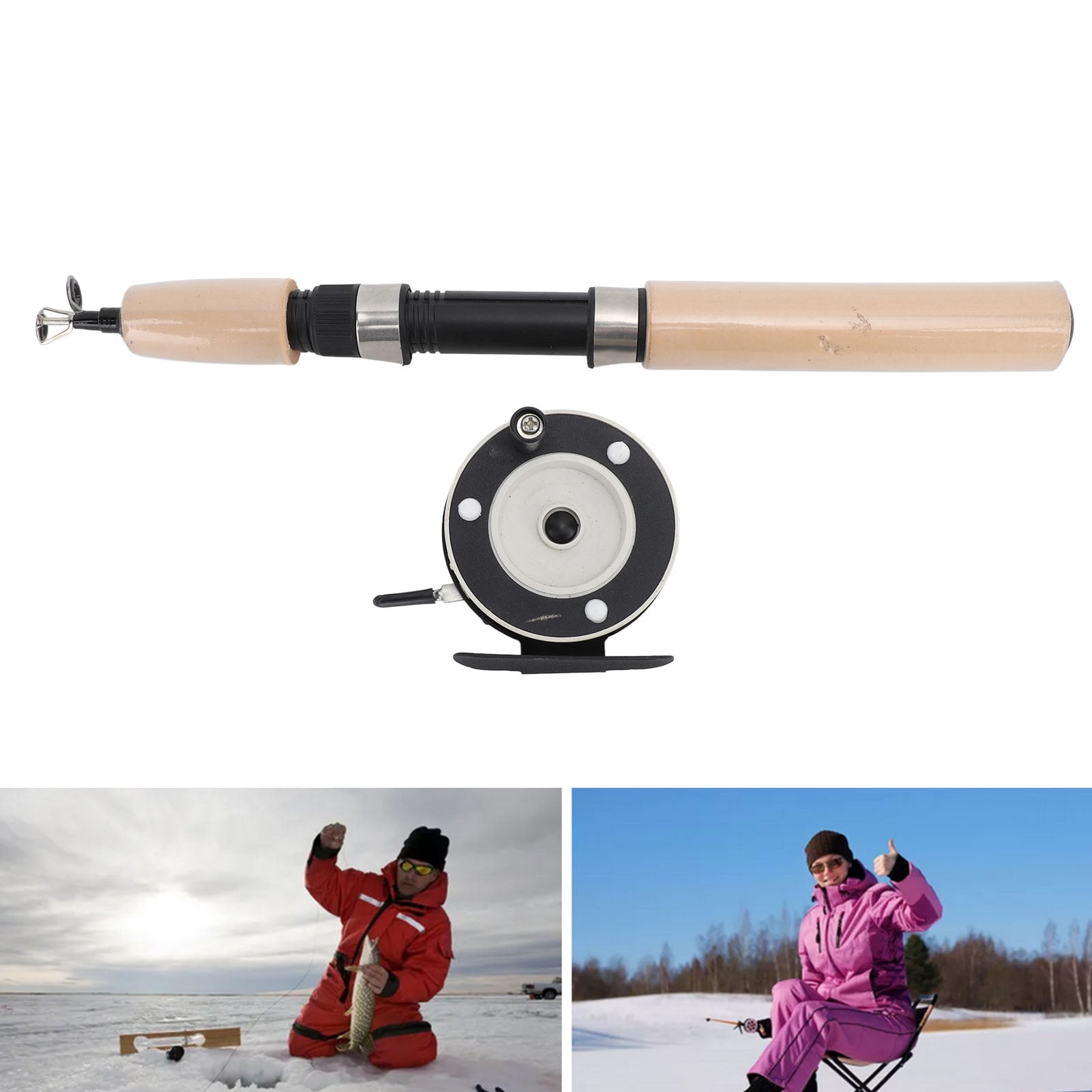 Ice Fishing Rod Reel, Non Slip Ice Fishing Rod Reel Combo Smooth Rotation Easy To Carry 65cm  for Pond