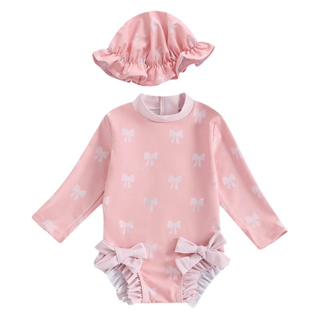 Toddler Girl Rash Guard Bathing Suits Flower Graphic Printed Long Sleeve Sun Protection Beach Swimsuit Bikini 2-3 Years Girls Clothing