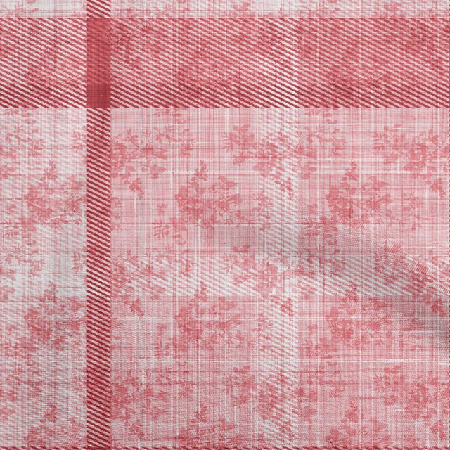 oneOone Rayon Red Fabric Check & Craft Projects Decor Fabric Printed By The Yard 56 Inch Wide