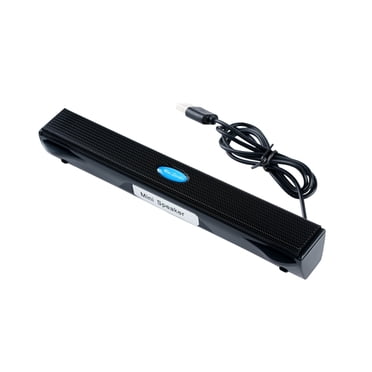 Computer Speakers for Desktop USB Mini Audio Plug and Play, 2W Long Speaker for Laptop Desktop, 200x28x27mm with 900mm Cable, ABS Black