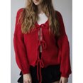 thumbnail image 4 of FOCUSNORM Cardigan en Tricot pour Femmes Manches Longues Veste Décontractée Automne pour Usage Quotidien Rue, 4 of 7