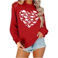 thumbnail image 1 of Penkiiy Chandails en Molleton de la Saint-Valentin Love Heart : Chandails en Molleton de la Saint-Valentin pour Femmes Décontracté Graphique Adorable Pull à Manches Longues m Rouge, 1 of 4