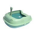 thumbnail image 2 of Cat Sandbox Semi Enclosed Portable Splashproof Pet Litter Tray for Cats, Puppy , Green, 2 of 8