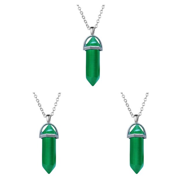 QualitChoice Hexagon Column Charm Exquisite Women Men Making Findings Handmade Anniversary Hanging Pendants Colorful Crystal Green 3Set