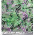 thumbnail image 1 of Soimoi Polyester Crepe Fabric Texture & Sea Horse Ocean Print Sewing Fabric Yard 42 Inch Wide, 1 of 3