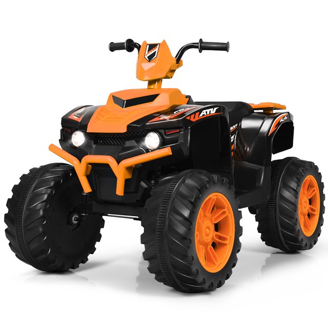 Costway 12V Kids 4-Wheeler ATV Quad Ride On Car w/ LED Light & Music Orange