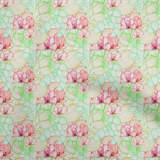 oneOone Tissu Popeline de Coton Sergé Rouge Feuilles & Trèfle Projets de Couture Tissu Imprimé au Mètre 56 Pouces de Large