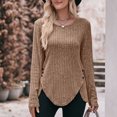 thumbnail image 5 of Timegard Tops for Women Ribbed Long Sleeve Scoop Neck Button Pullover Fall Casual Loose Tops Sweater, 5 of 5