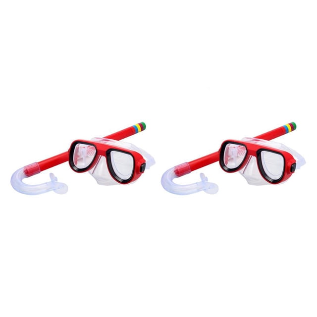 bedienty Plastic Children Face Guard Portable Adjustable Outside Sport Underwater Diving Freediving Swimming Pool Facial Shield Red 2Set