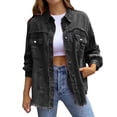 thumbnail image 1 of SHIXIAOO Women's Ripped Oversized Denim Jacket Casual Long Boyfriend Distressed Denim Jacket Womens Jackets Fall Casual Button down Button Jean Womens Summer Jackets Denim Jacket Lightweight Fringe, 1 of 8