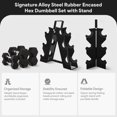 thumbnail image 4 of BalanceFrom 60 lb Rubber Coated Iron Dumbbell Hex Weights Set with A-Frame Rack, Black, 4 of 10