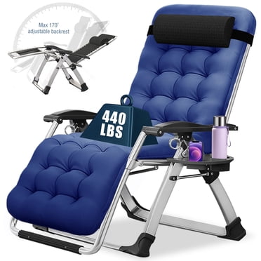 Slsy Zero Gravity Chair, Folding Adjustable Reclining Lounge Chair with Cushion, Headrest and Cup Holder, Supports up to 440lbs