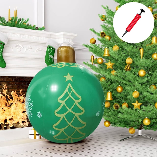 Boovnll Christmas Tree Decorations, Inflatable Christmas Decoration Ball Festive Outdoor Courtyard Pendant Printed Pvc Toy Ball, Christmas Decorations, Christmas Decor, Christmas Decorations Indoor
