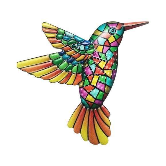 Outdoor Wall Artmetal Hummingbird Wall Decoration Colorful Birds Art Fence Decorations Metal Birds Outdoor Wall Sculpture Hanging for Garden, Home Decoration, Party Decoration