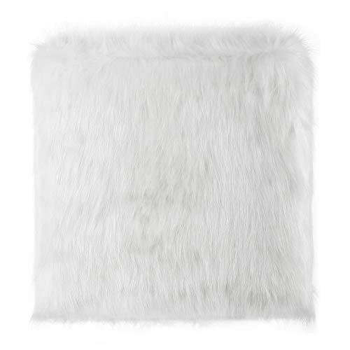 HomePop Faux Fur Poof Ottoman, White