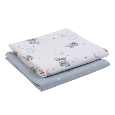 Disney Stitch Lot De 2 Couvertures d'Emmaillotage en Mousseline, 100 % Coton, Bleu, Nourrisson Garçon