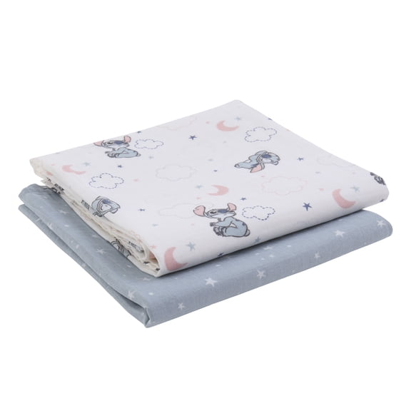 Disney Stitch 2pk Muslin Swaddle, 100% Cotton, Blue, Infant Boy