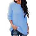 thumbnail image 1 of Innerwin Hauts en Tricot Manches Longues Femme Chandail Décontracté Col Rond Tunique Ample Blouse Bleu Lac S, 1 of 7
