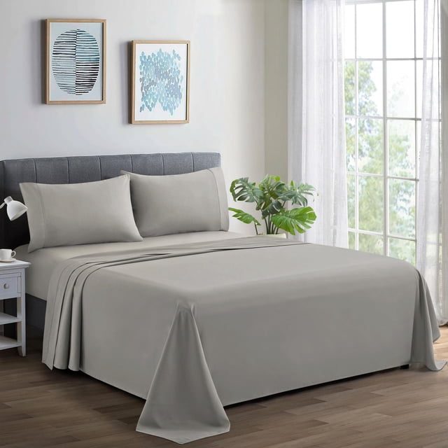 Marina Decoration 600 Thread Count Ultra Soft Deep Pocket Hotel Standard Solid Bedding Long Staple Percale Cotton All Season Sheet Set with Pillowcase
