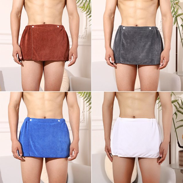 mmirethe Wearable Shower Wrap Short Pants Adjustable And Soft For Comfortable Bath Time Men Bath Towel Grey