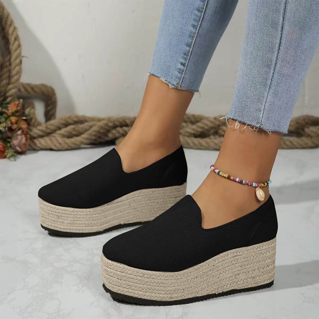 LSLJS Chaussures Compensées à Bouche Peu Profonde pour Femmes, Mode, Couleur Unie, Loisirs, Printemps, Mocassins pour Femmes, Cadeau pour Femmes