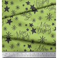 thumbnail image 2 of Soimoi Green Velvet Fabric Star & Snowflakes Text Print Fabric by the Yard 58 Inch Wide, 2 of 5