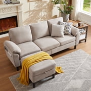 Jarenie Chireca 72" Futon Sofa Bed, Convertible Futon Couch with Adjustable Backrest, Modern Corduroy Futon Sleeper Sofa for Small Spaces, Living Room, Office, Beige