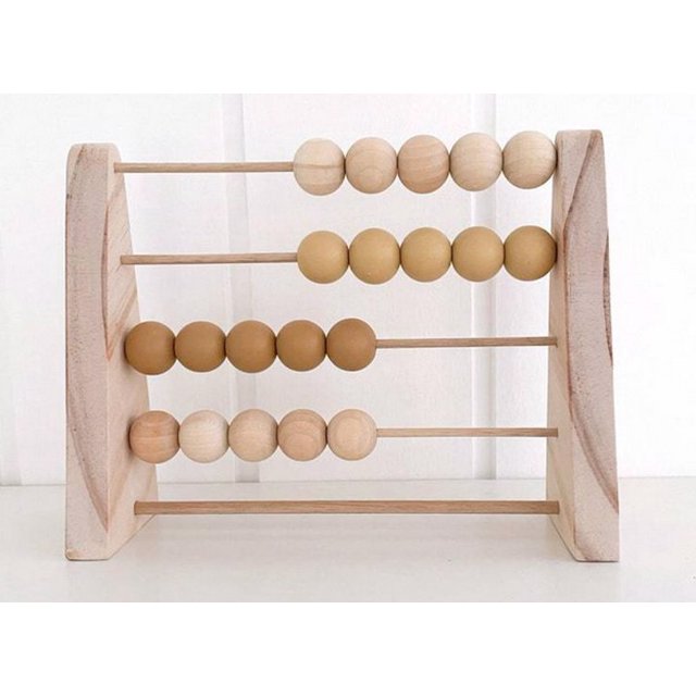 Wood Abacus Toy Beads Counting Playthings Simple Design Simple Structure Education Early Education Math Learning Toys Educational Prop Home Decoration Yellow