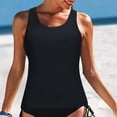 thumbnail image 1 of EGNMCR Tankini Swimsuits for Women Women Solid Color High Neck Tops Bathing Suit Tops For Tank Tops Swimsuits, 1 of 7