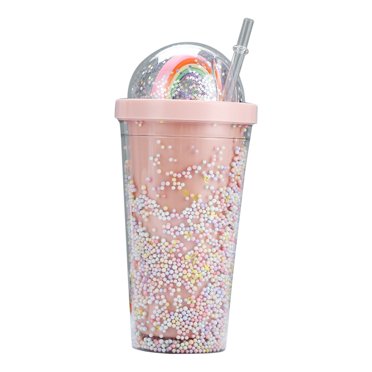 Rainbow Doll Tasse à Paille Bulles Bulles Grande Capacité Mignonne Hommes et Femmes Étudiants Tasse à Glace d'Été Gobelet en Plastique à Double Couche