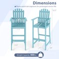 thumbnail image 3 of Gymax 4PCS Tall Adirondack Chair w/Back Armrests & Footrest for Balcony Porch Deck Turquoise, 3 of 10