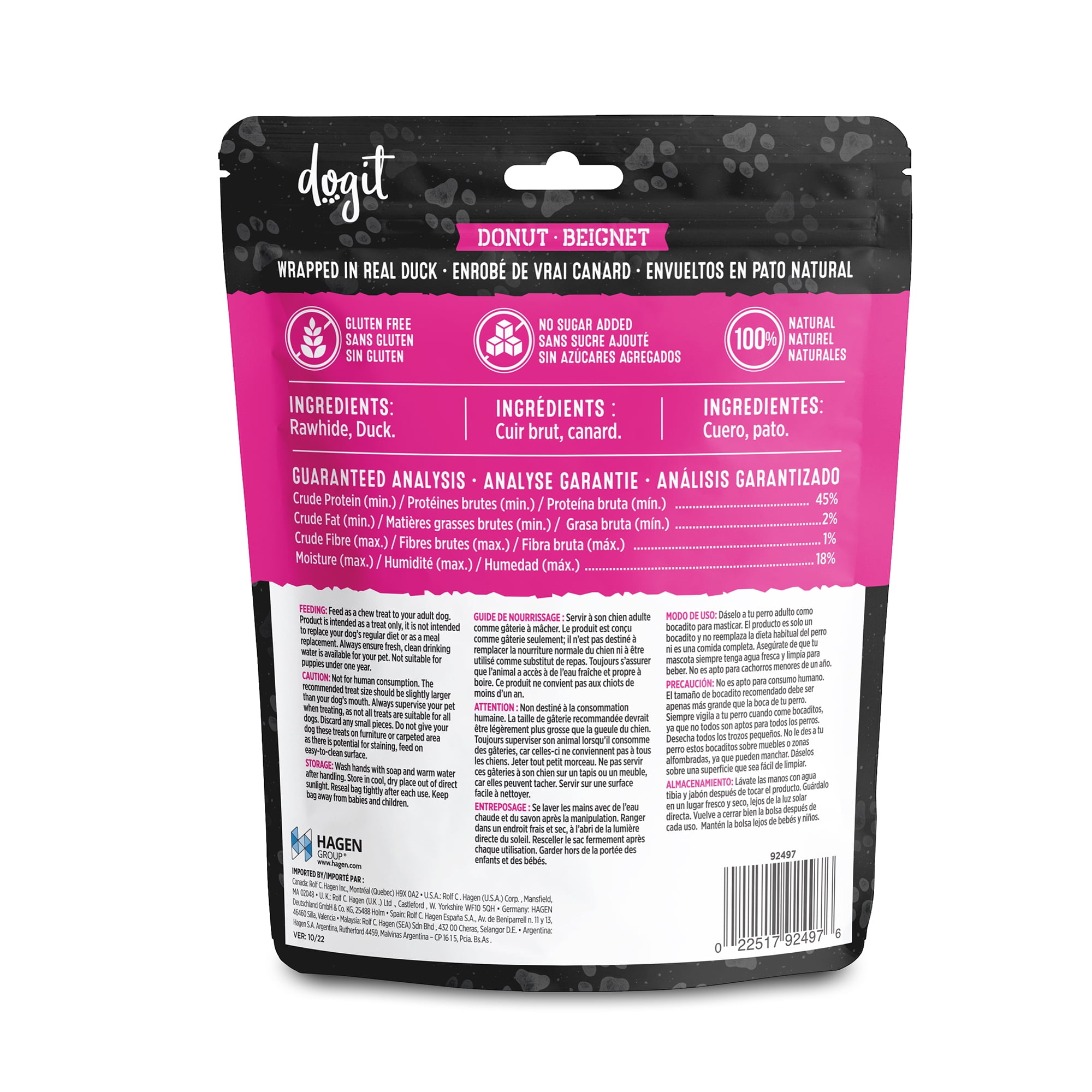 Beignet de cuir brut enrobé de canard Snack Bar Dogit, 1 unité, 4"